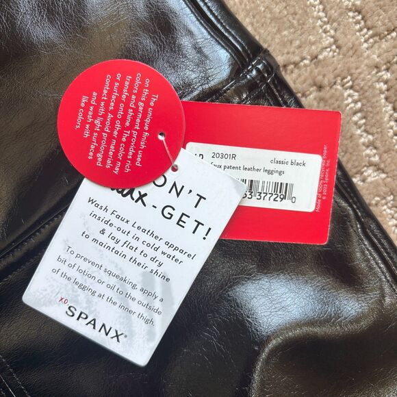 Spanx Faux Patent Leather Leggings Womens XL Black High Waisted Sexy Cosplay NWT - Picture 5 of 12